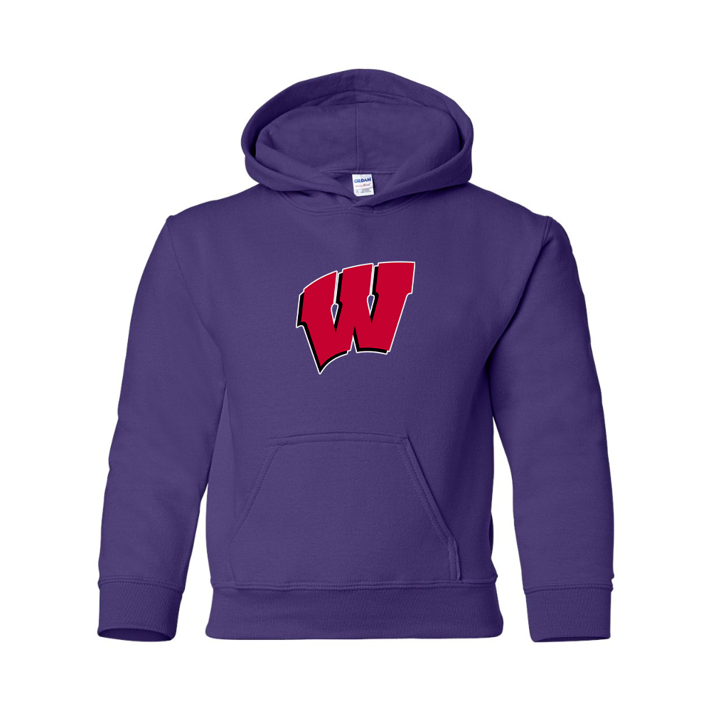 Youth Wisconsin Badgers Gildan Heavy Blend  Hooded Sweatshirt